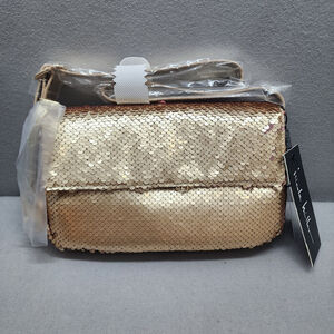 Nicole Miller Gold Sequin Bag Purse NEW